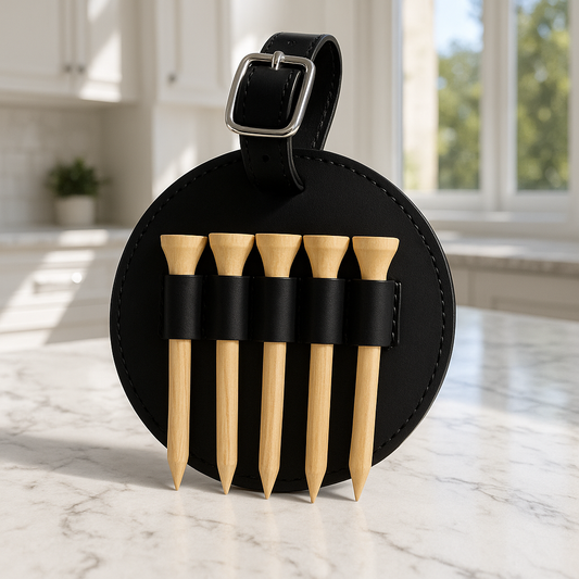 Personalized Round Leatherette Golf Tag