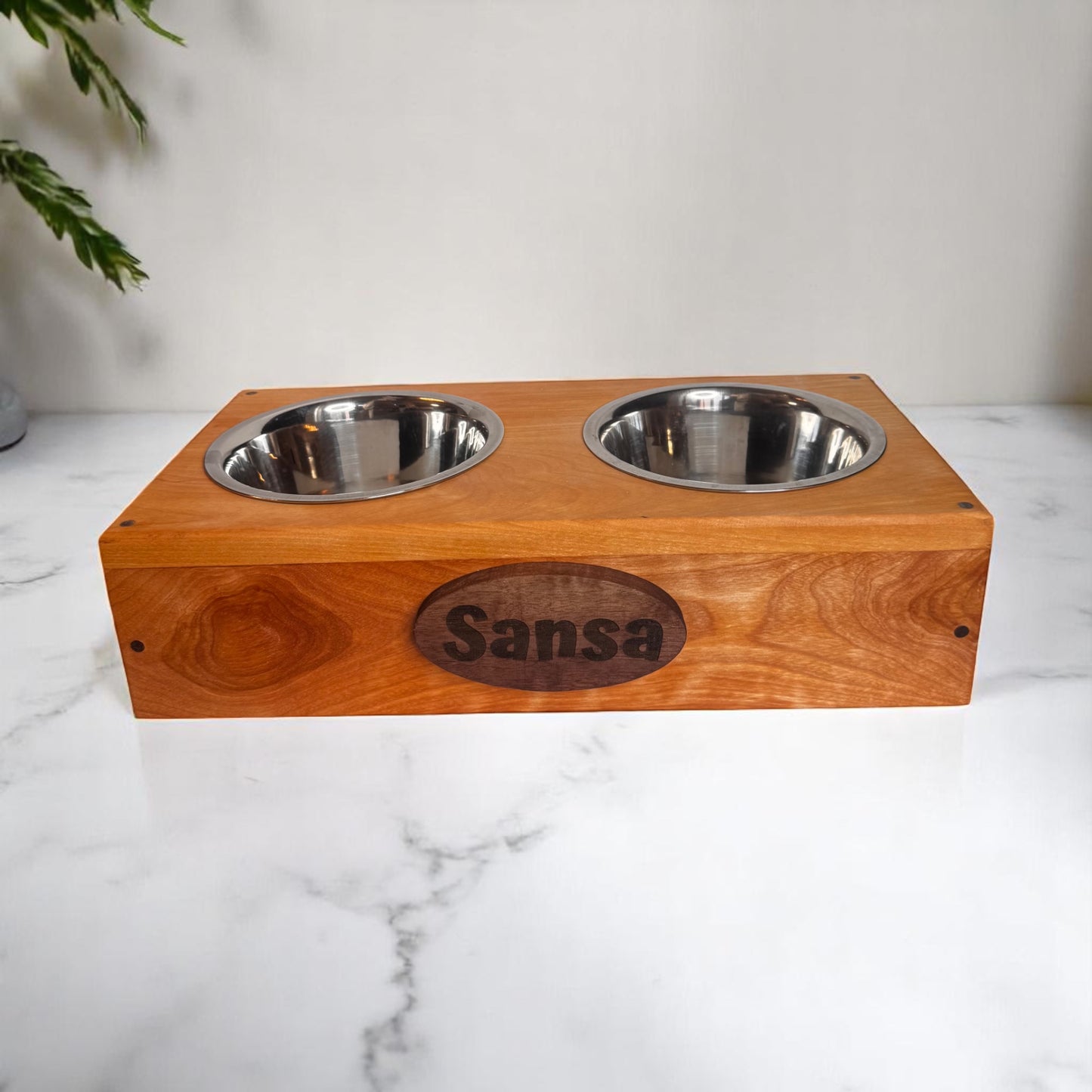 Personalized Wooden Pet Feeder