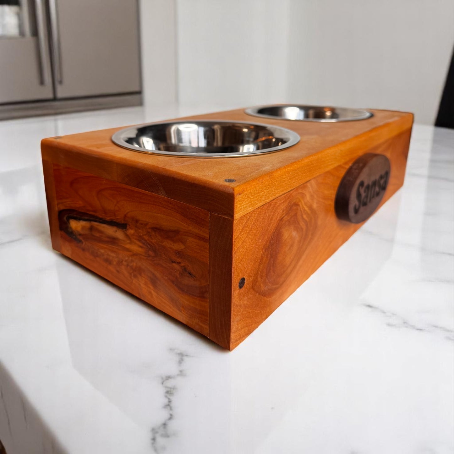 Personalized Wooden Pet Feeder