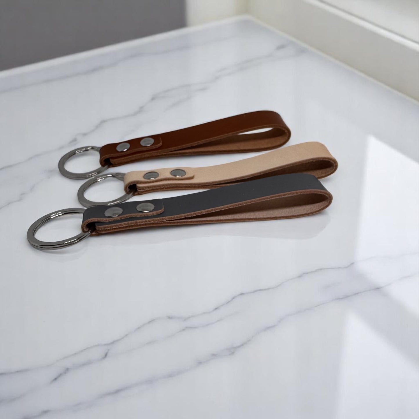 Personalized Leather Loop Keychain
