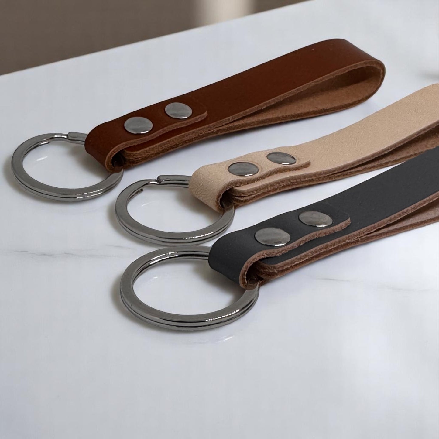 Personalized Leather Loop Keychain